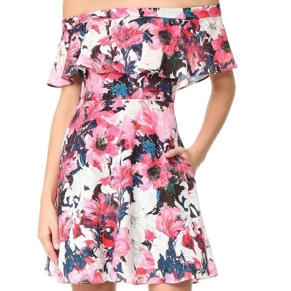 Black Halo Penelope Off-the-Shoulder Floral Circle Dress - Picture 3 of 7